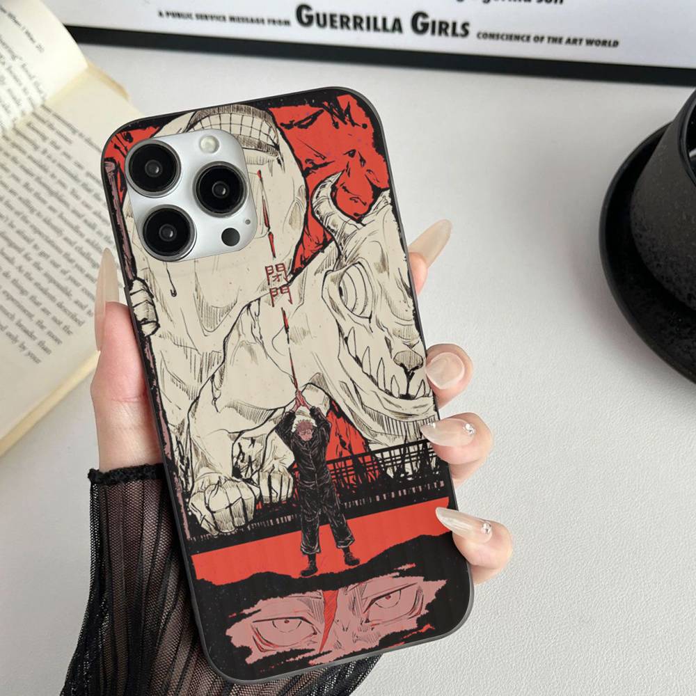 Übernatürliches Anime Jujutsu Kaisen Für Telefon 17 16 15 14 13 12 11 Pro Max Plus Pro Air Handyhülle Wellenförmige Streifen Rückseite
