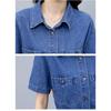 Summer Korean Denim Dress Short Sleeve Slim Waist Casual Lightweight Mid Length Fashion