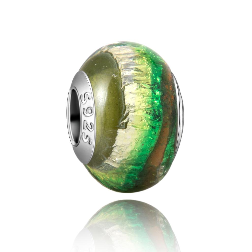  Charm Murano Vague Bleu Foncé Cuivré Coloré Compatible Bracelet Original Joli Charme Perles en Verre de Murano Fleur Rose Bijou