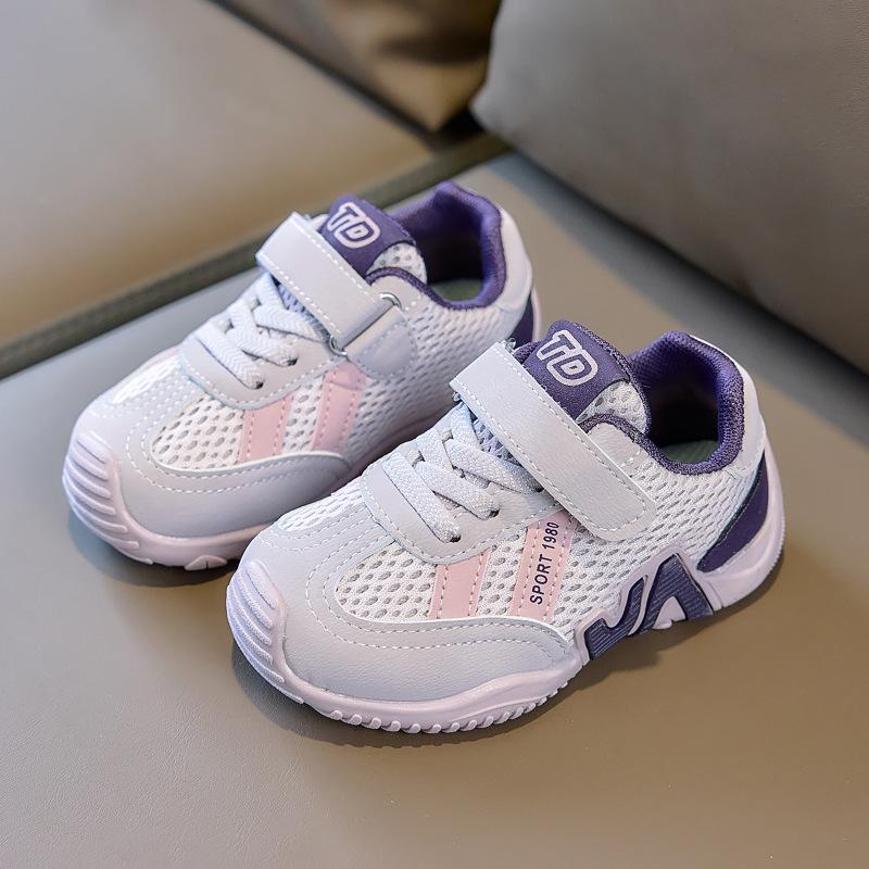 

2026Spring new fashion breathable mesh running shoes children s sports shoes outdoor girls shoes 22-26Code（One Hand5Doub фиолетовый