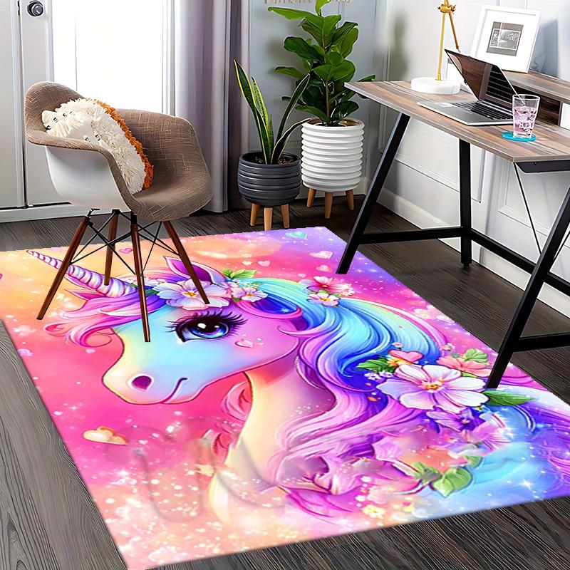1pc Unicorn Fantasy Office Chair Mat - Anime Cartoon Design, Non-Slip Carpet for Home Decor, Suitable for All Seasons, Perfect Gift for Office and Gam