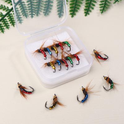 5/10Pcs Fly Fishing Lure Kit Artificial Insect Fishing Bait Fast Sinking Brass Bead Head Scud Fly Worm Trout Fishing Lure