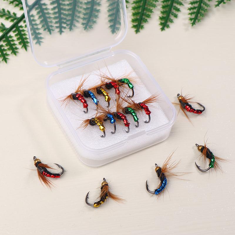 5/10Pcs Fly Fishing Lure Kit Artificial Insect Fishing Bait Fast Sinking Brass Bead Head Scud Fly Worm Trout Fishing Lure