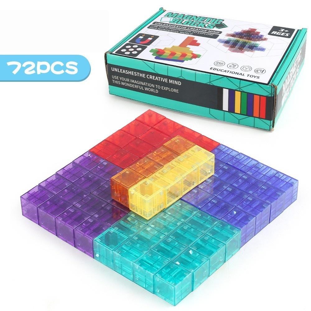 Transparent Magnetic DIY Square  Assembled Building Block Set Model Fun Parent Child Interactive Puzzle Toy Gift