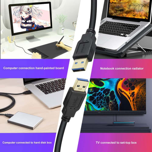 USB 3.0 Male To Male Cable 3m USB Type A To Type A XBOHJOE Male To Male USB Gold Plated Connector Compatible with HDD Enclosure, Car MP3, Radiator Etc