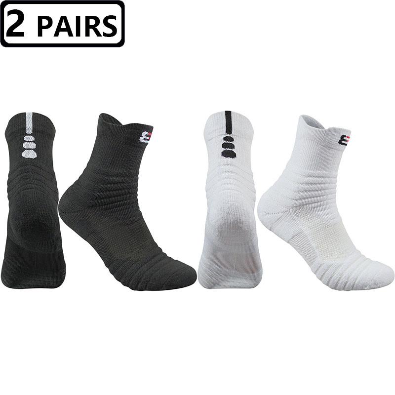 2 Pairs Size47,48 Quality New Men Outdoor Sports Elite Basketball Sock Cycling Compression Socks Cotton Towel Bottom Men's Socks
