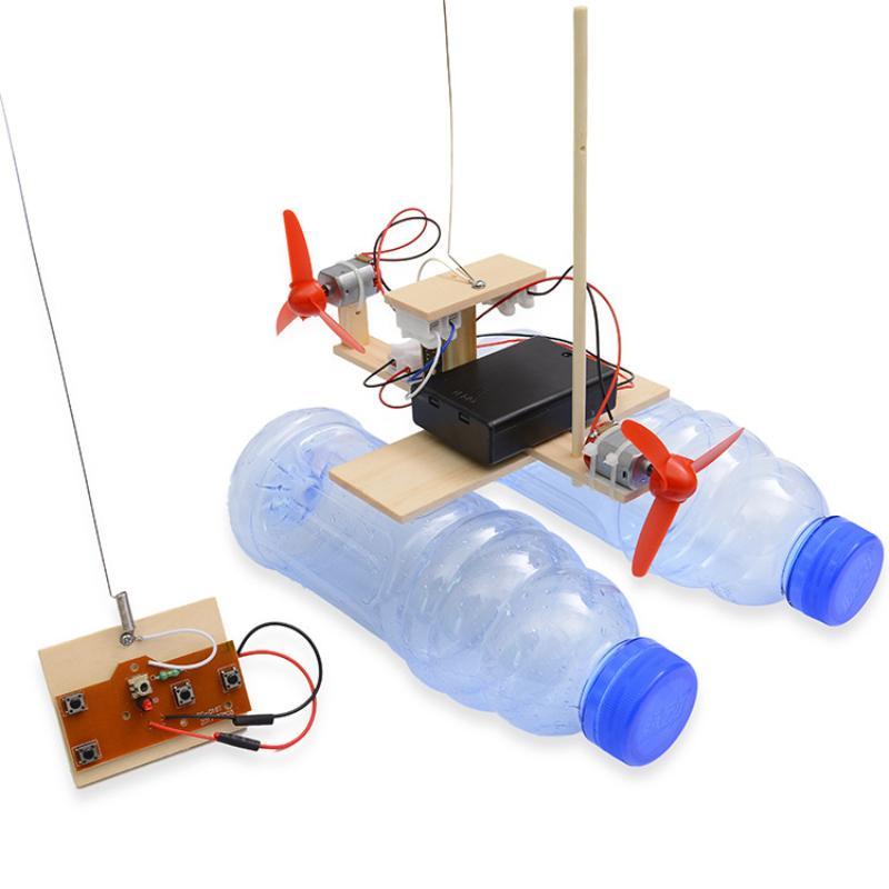Sailable Wooden DIY RC Wind Ship Model STEM Educational Assembling Boat Toy for Pool Outdoor Play