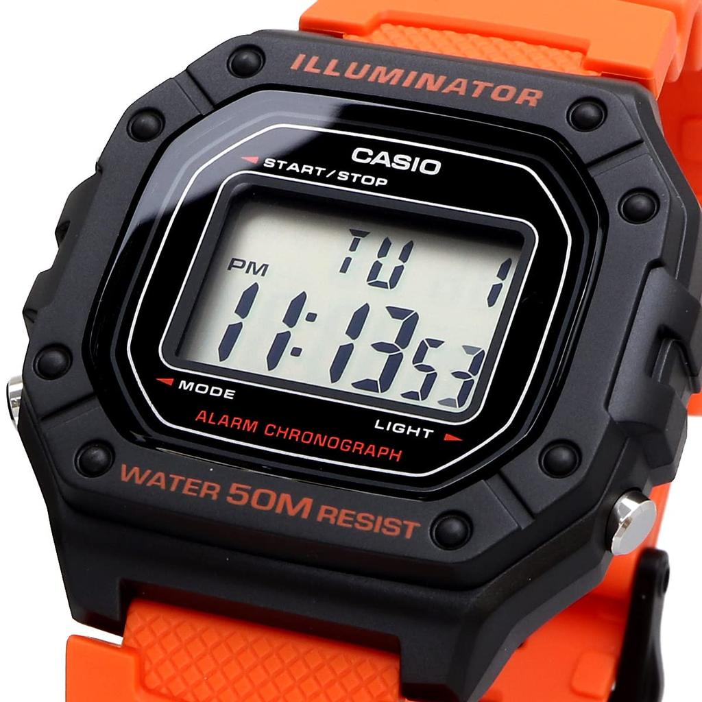 Casio Standard Digital Wristwatch and Overseas Used W-218H-4B2V, Men's Women's, Orange, Model,