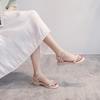 Woman Shoes Pearl Open Toe Flat Rubber Sandals for Women Sandal Wholesale Luxury 2025 Summer Offers Comfortable and Elegant Chic