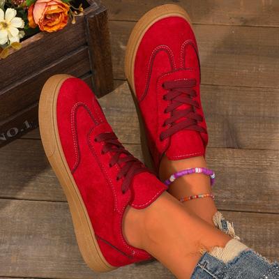 Fashion Women's Sports Shoes Tennis Running Canvas Casual Basket Skateboard Spring Autumn Round Toe Red Ladies Flats Barefoot Sneakers