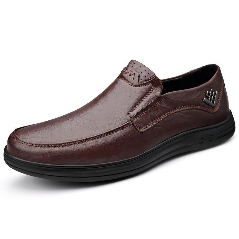 

Модные мужские повседневные кожаные туфли ручной работы, легкая обувь, мужские мокасины, универсальные мужские туфли для вождения, новое поступление, мужские туфли без застежек 44 коричневый