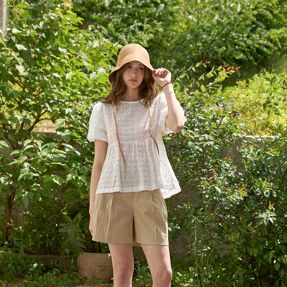 KELLY DONAHUE Balloon Punching Lace Blouse