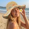 Foldable Wide Brim Straw Hat Colorful Women's Sun Visor Hats Casual Weave Bucket Hat  Holiday