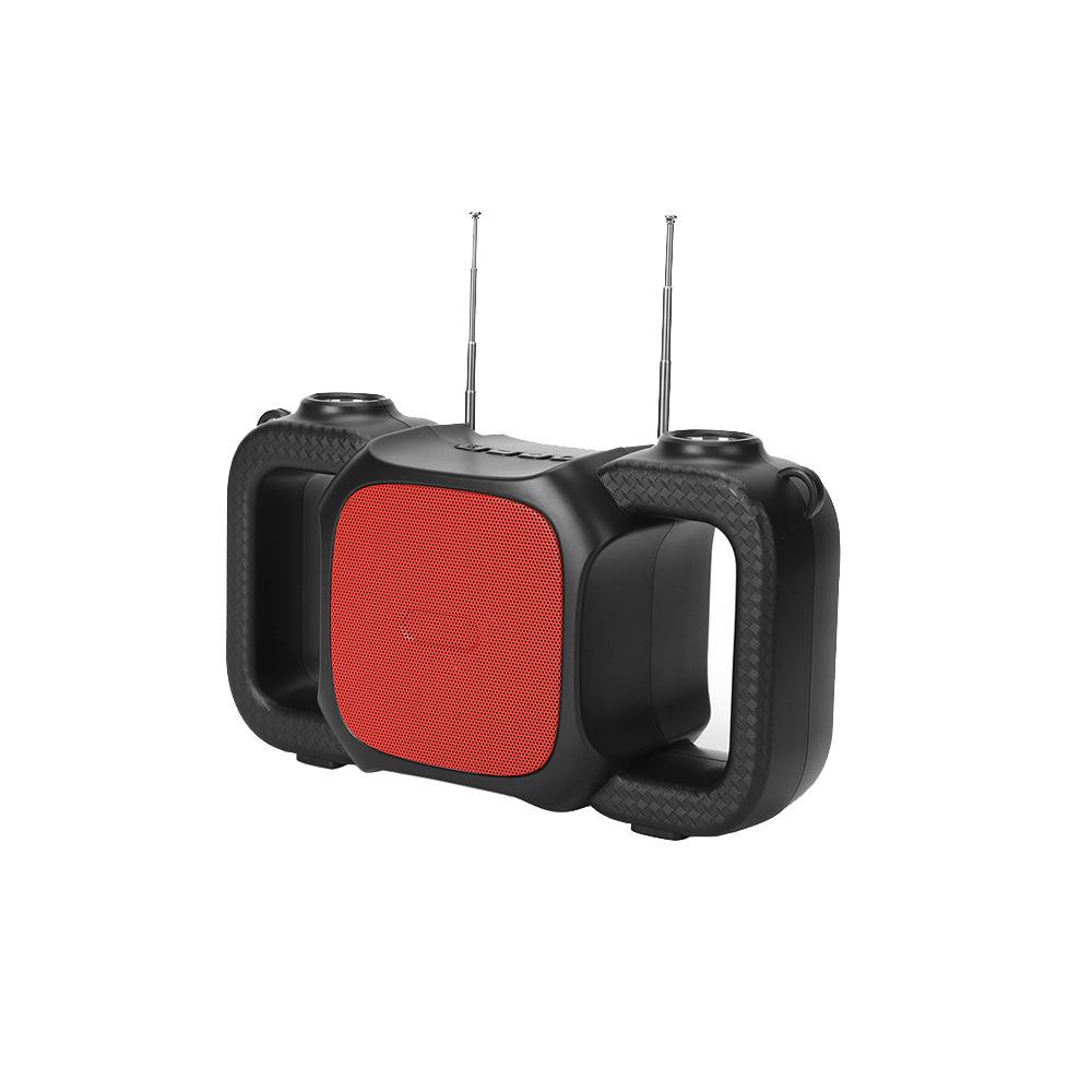 

Бездротова Bluetooth-колонка з подвійною антеною, ліхтариком, USB, слотом для карт, TWS, сонячним ремінцем червоний