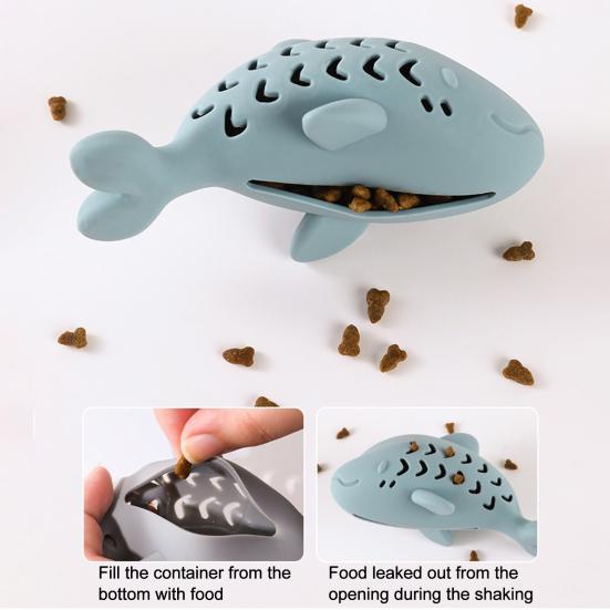 Fish-Shaped Cat Treat Dispenser Toy Cat Puzzle Slow Feeder Interactive Silicone Chew Toy for Indoor