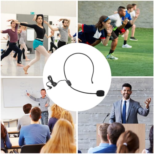Vbestlife Head-Mounted Microphone, Mini 3.5mm Wired Condenser Microphone with Unidirectional Microphone Core for Voice Amplifier Speakers, Stage Perfo