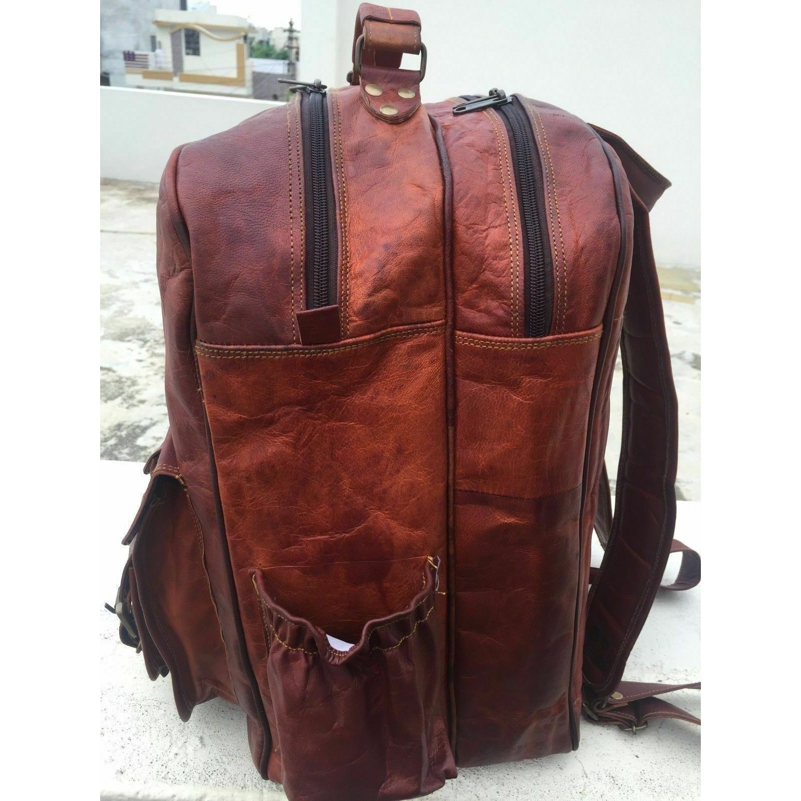 Новый мужской рюкзак ручной работы из натуральной коричневой кожи — фото 6