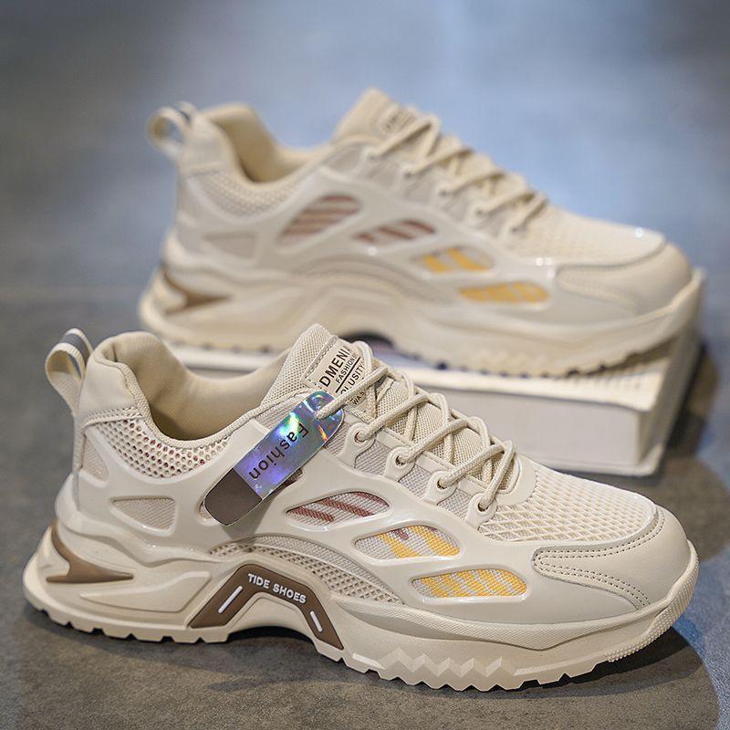 Men's Breathable Mesh Sports Shoes: Trendy, Versatile, Thick-Soled Casual Running Shoes