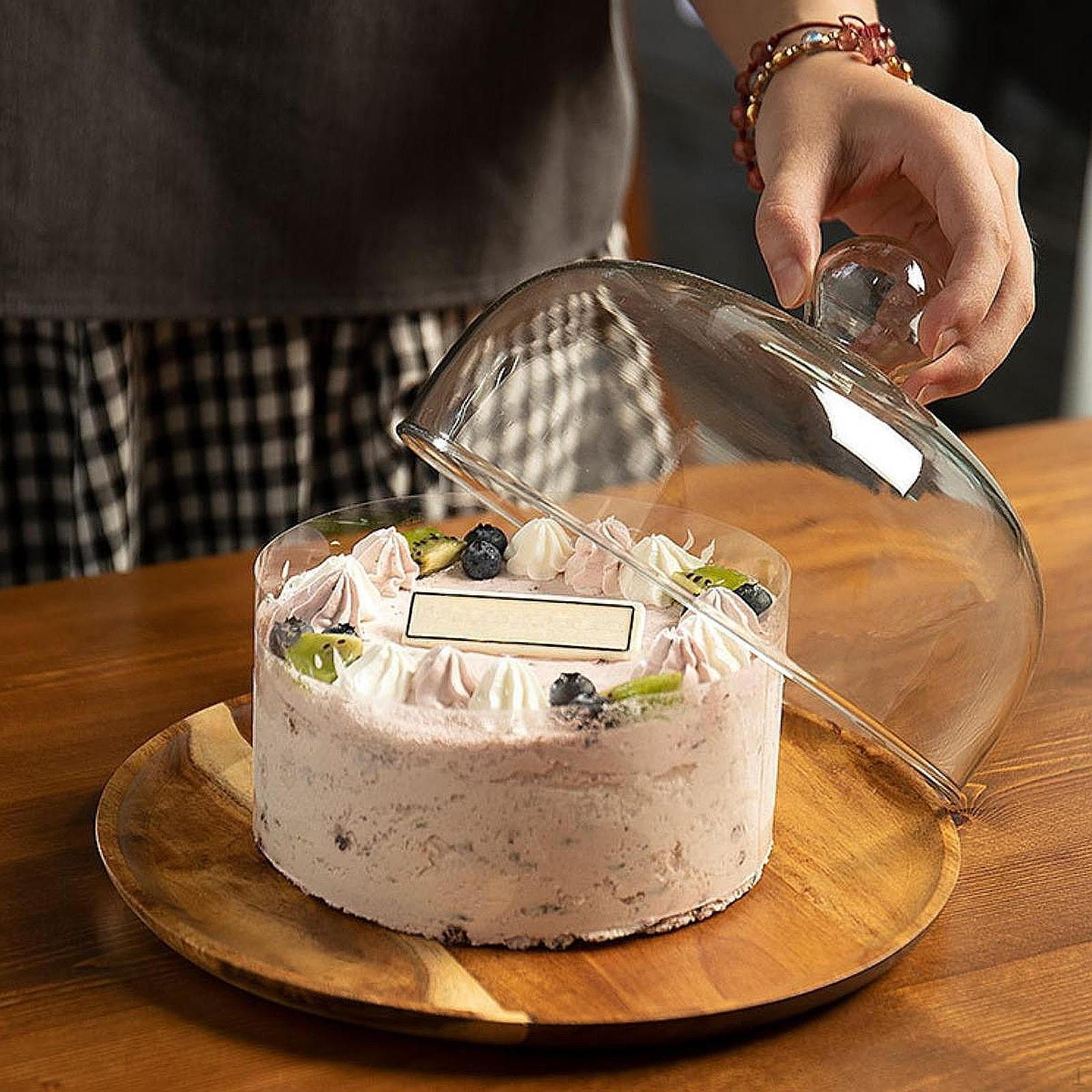 

Подставка для торта со стеклянным куполом, демонстрационная тарелка, тарелка для закусок, сервировочный хлеб для десерта S