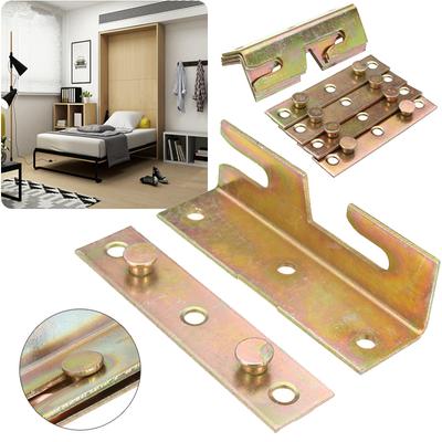 4 Sett Messing Tone Møbler Tre Sengehekk Brakett Montering Snap Connectors Ny