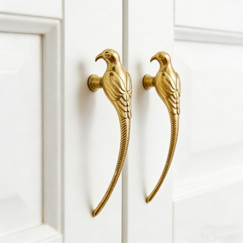 Modern Golden Magpie Shape Dresser Pull Stylish Metal Handle For Cabinets And Closets Replacement Knob Easy To Install