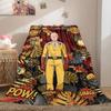 One Punch Man Print Flannel Blanket, Cartoon Character Throw for Sofa and Bed, Versatile Travel Picnic Wrap_LIAN
