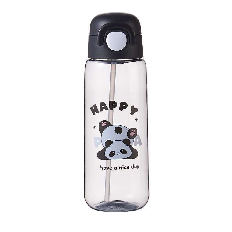 

New Panda Plastic Cup Portable Cup, Cute Cartoon Plastic Straw Cup, Children s Casual Cup 600ml прохладный черный