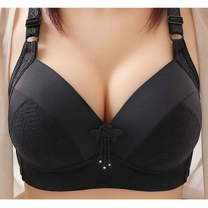 

Собирающееся поддерживающее антипровисающее нижнее белье женское удобное не стальное кольцо большого размера тонкое дышащее гладкое регулируемое бюстгальтер 42/95 чёрный