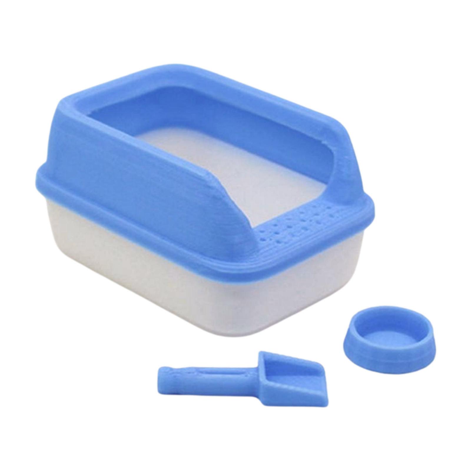 

1:12 масштабных мисок для туалета для домашних животных, ролевые игры, детский игровой набор, реалистичные кукольные домики для домашних животных, игровой набор, лопата для какашек небесно-голубой