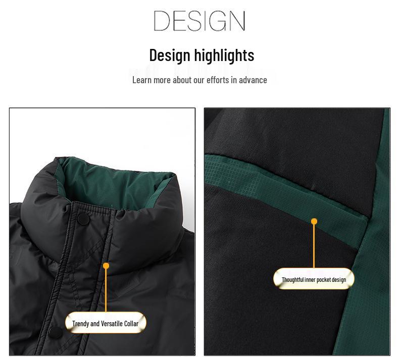 Men's MJ919 Winter Casual White Duck Down Vest - Warm, Versatile, Loose-Fit Outerwear