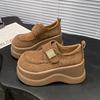 Leather Platform Women's Spring New Small Height Increase Casual Velcro Loafers