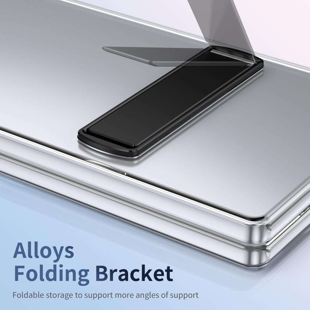 High Definition Transparent Z Fold6 Fold5 Protective Case For Samsung Galaxy Z Fold 6 5 4 5G With Glass Film Alloy Bracket Cover