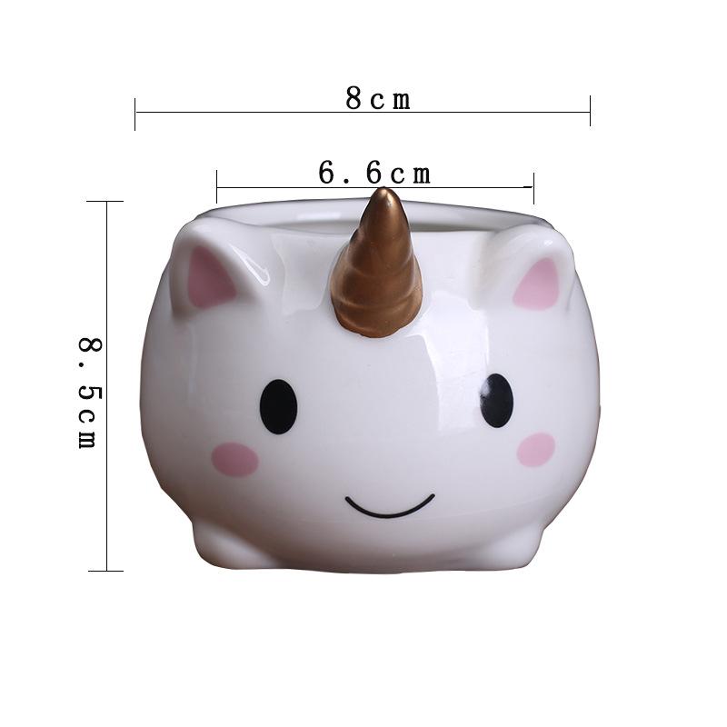 Creative Hand-Painted Cartoon Succulent Flower Pot Ceramic Personalized Animal White Porcelain Flower Pot Desktop Green Plant Succulent Pot without plants