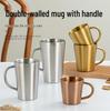 Taza Termo Aislada de Doble Pared de Acero Inoxidable 304 con Asa - Dorada