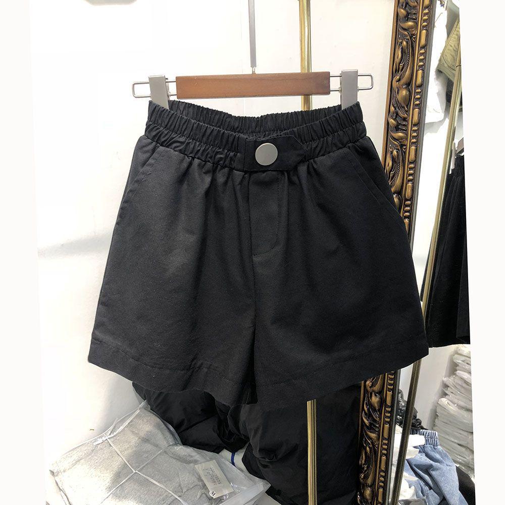 

High Elastic Plus Size White High-Waisted Summer Shorts for Women, 2026 Korean Style, Casual Straight Leg, Loose Slimming Wide Leg Pants. XL (120-130 Jin) чёрный