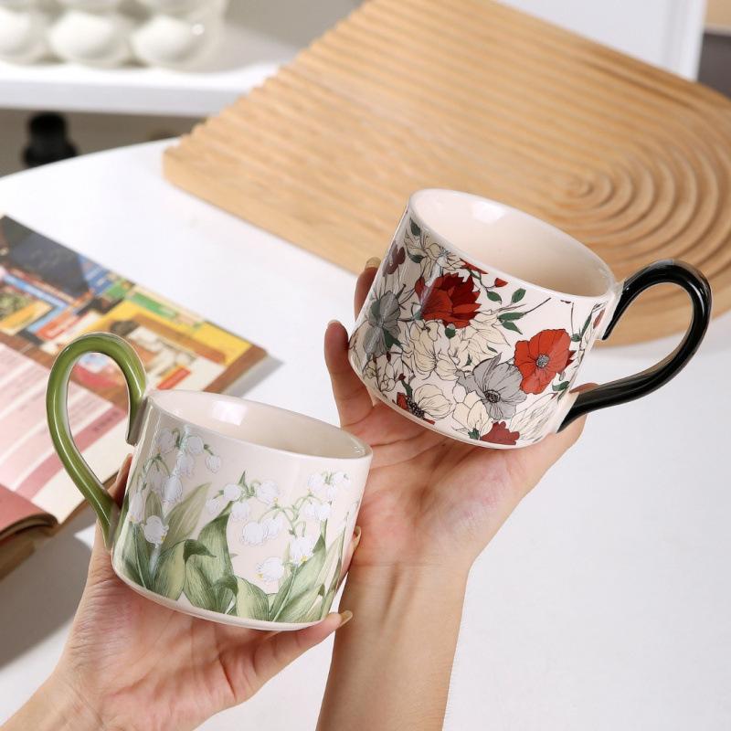 Design Sense Niche Wide Handle Office High Value Water Cup Coffee Cup, Home Couple Breakfast Cup