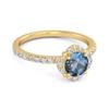 London Blue Topaz Floral Halo Pave Ring - 925 Sterling Silver Gold Vermeil