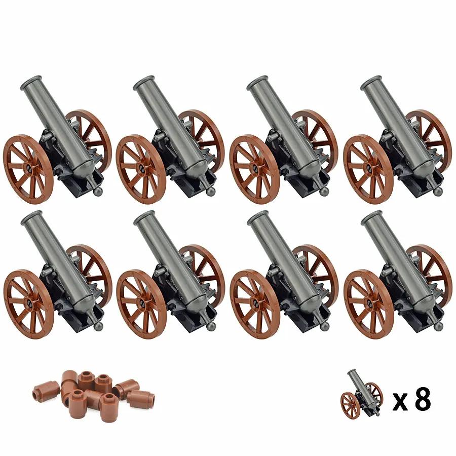 Military WW2 Bricks Parts 2527 Weapon Cannon Base Shells Figure Shooting Cannons with Cannonballs Pirate Boat Land Force Blocks
