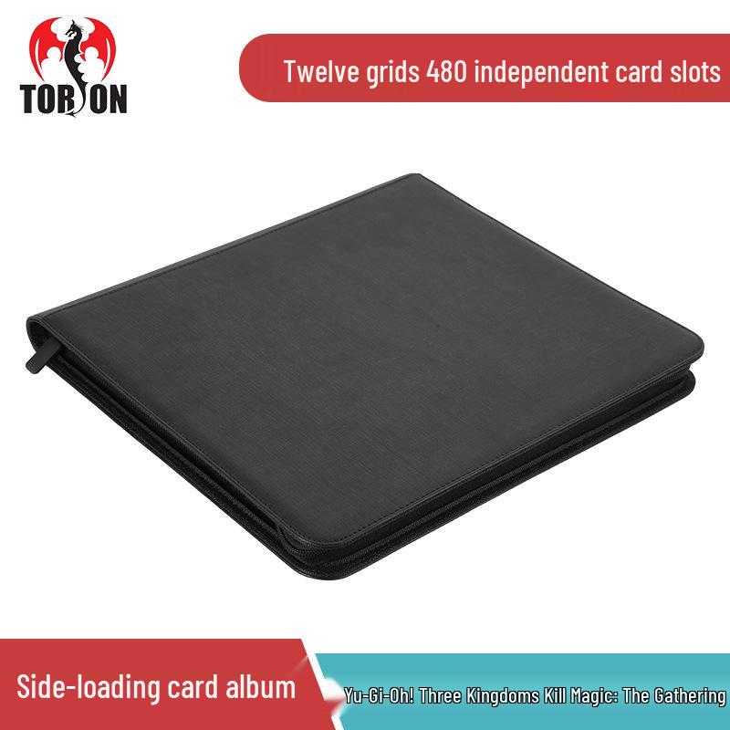 Pokémon & Magia: Pasta de Cartas de Couro PU com 12 Bolsos para The Gathering - Capacidade para 480 Cartas