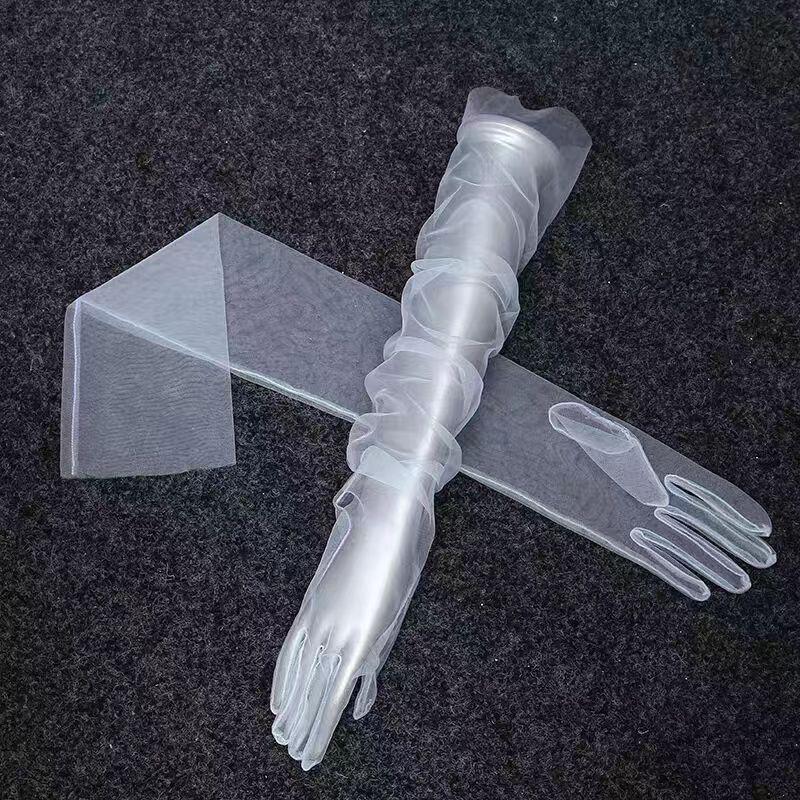 

Черные кружевные свадебные перчатки: Длинные сетчатые свадебные аксессуары для женщин 23 cm белый