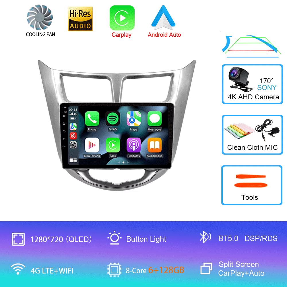 Android14 Carplay Auto For Hyundai Solaris Verna Accent 1 2010 2011 2012 2013 -2016 Multimedia Player Car Radio DSP Stereo 2 Din