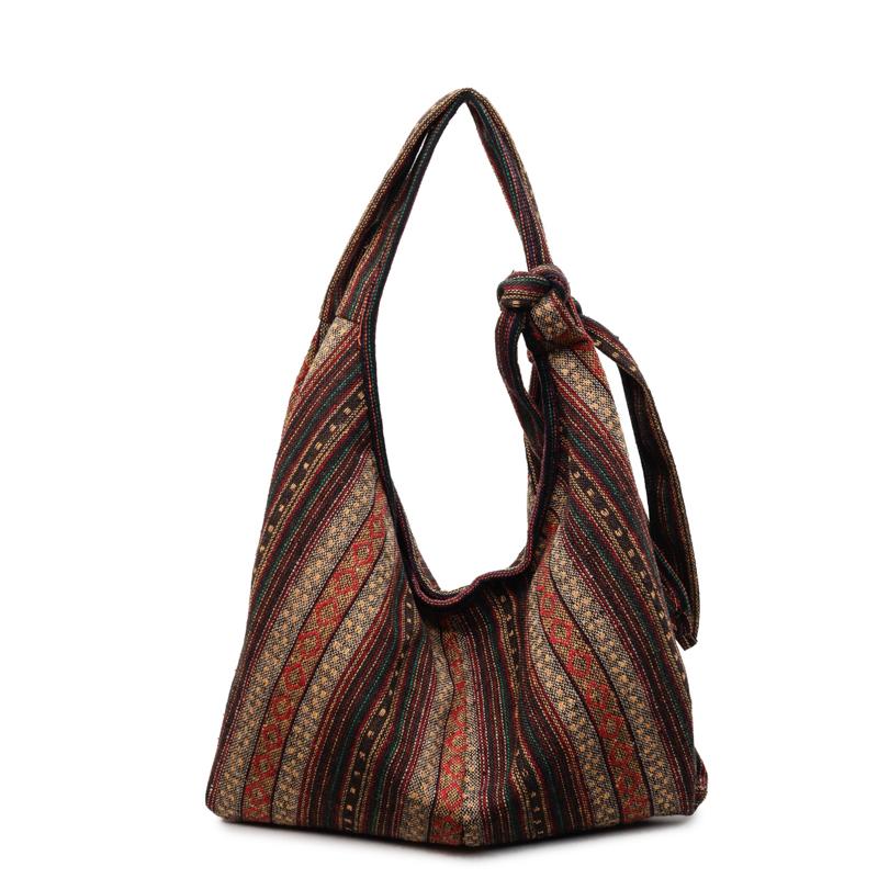 SAC TOTE Toile Rayures Ethnique Mode Sens du Design Grande Capacité 2026 Haute Qualité Sacs pour Femmes Nouveaux Polyvalents Sacs à Bandoulière