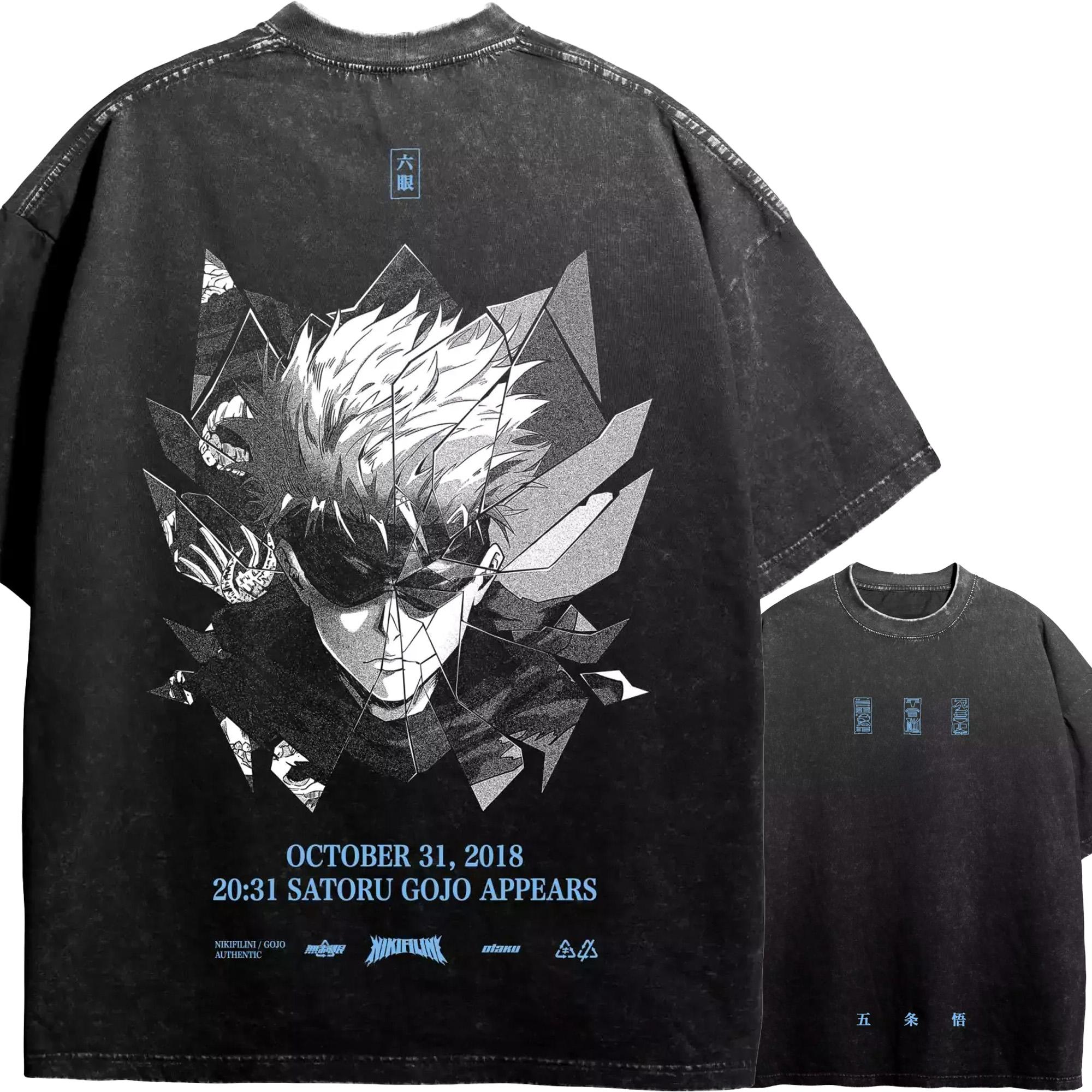 

Satoru Gojo Shibuya Incident T-shirt Jujutsu Kaisen Vintage Washed Tee Oversized Harajuku Streetwear Anime Graphic Men Clothes M
