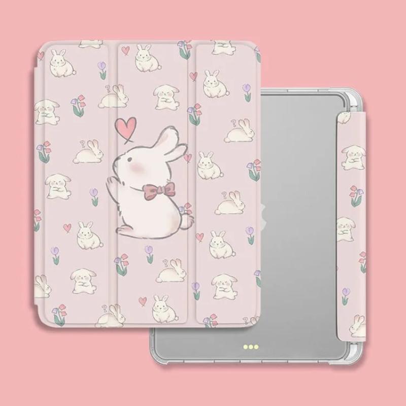 With Pencil Holder Cover for Samsung Tab S7 S8 S9 11 Plus S10 S9 12.4 Inch Pencil Case for Tab A9 8.7" Plus 11" Cartoon Bunny