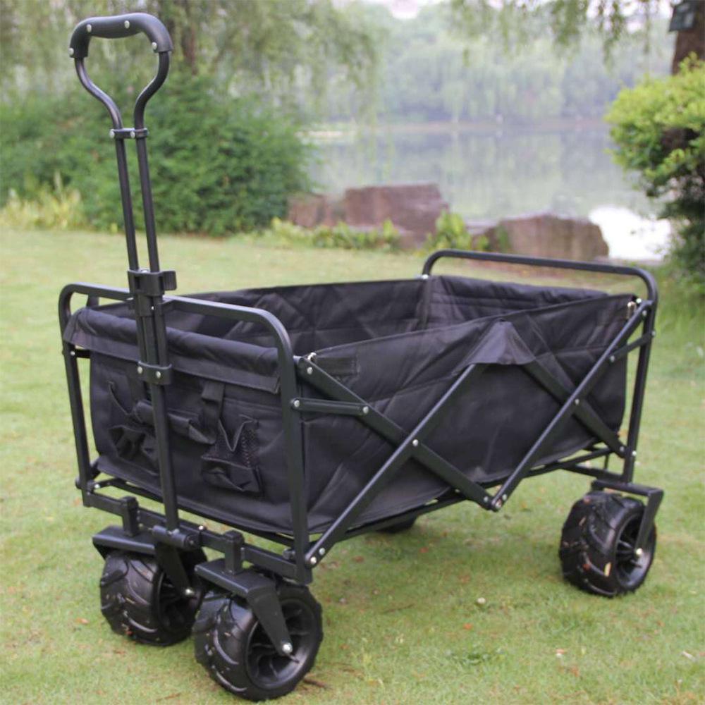 Foldable Outdoor Four-Wheel Trolley Cart for Camping and Shopping