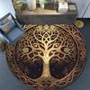 Golden Tree Round Area Rug,Carpet Rug for Living Room Bedroom Sofa Playroom Decor,Non-slip Floor Mat