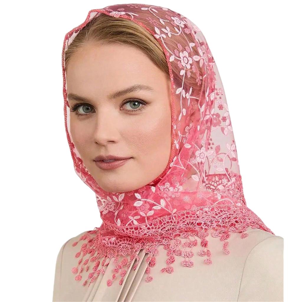 Seethrough Lace Flower Head Scarf Triangle Headwrap Bandanas for Women Daily and Casual Wear Music Festival Headpiece