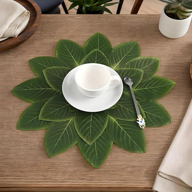Sottopiatto Resistente al Calore Decorazione Tavola Forma Foglie Verdi Sottopiatto a Prova di Calore Lavabile Sottopiatti per Tavola da Pranzo Isolamento Termico Tavolo