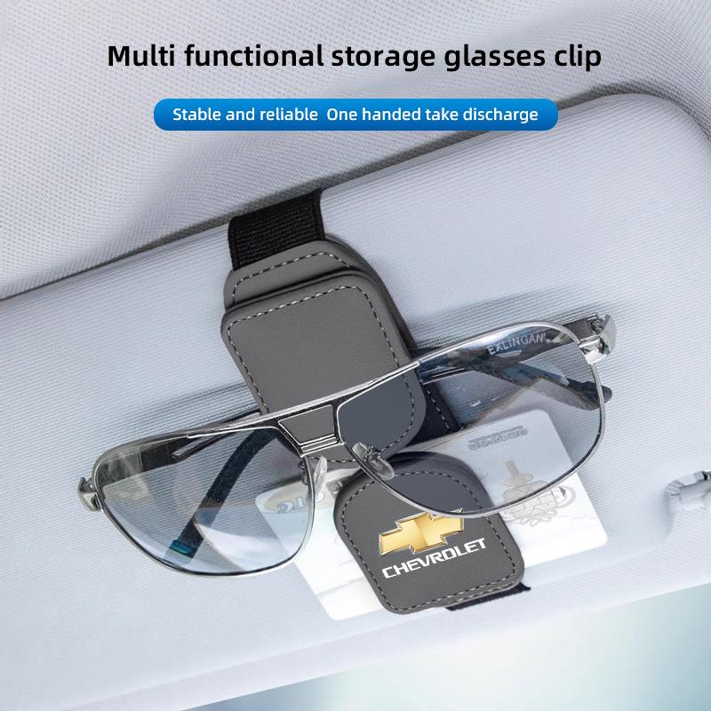 Leather Car Sun Visor Sunglasses Clip Eyeglasses Holder Auto Interior For Chevrolet Matiz Onix Camaro Cobalt Beat Groove Equino