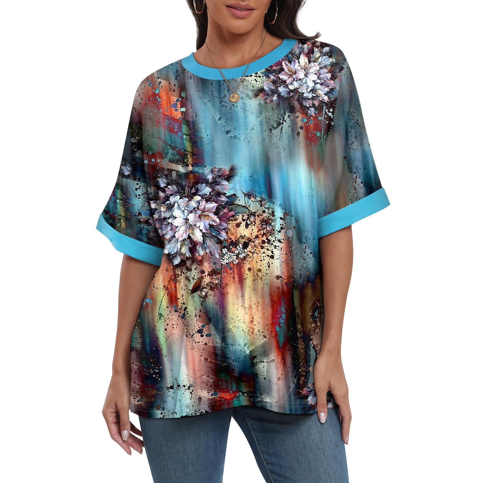 Женская свободная футболка оверсайз с принтом — фото 3